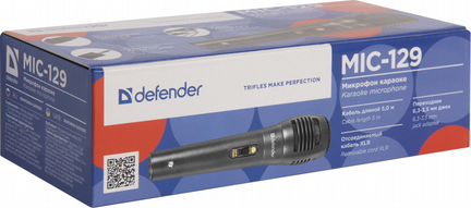 Микрофон Defender MIC-129 черный, кабель 5м