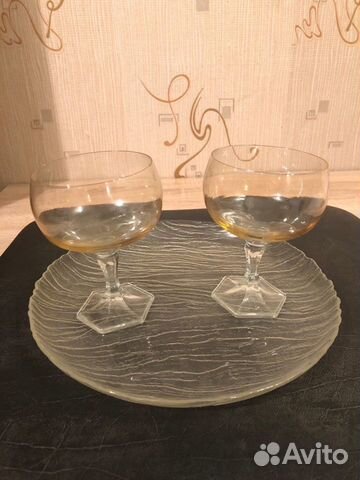 Калининские бокалы из розового стекла, 22 см СССР