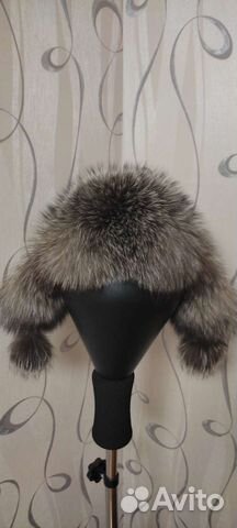 Шапка женская кожаная с чернобуркой