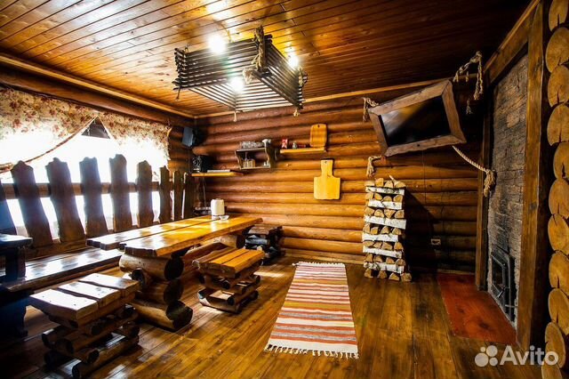 Русская баня на дровах с веником, горячая купель