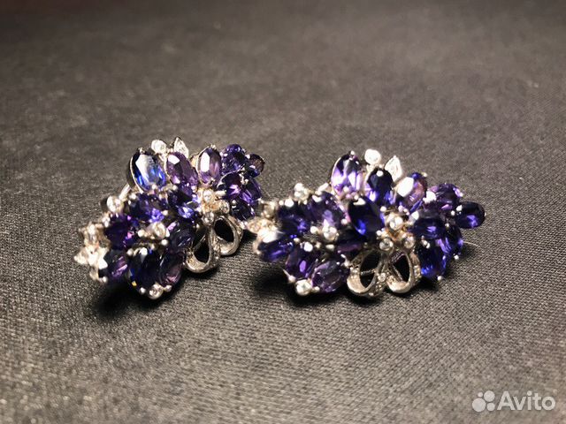 Серебряные серьги с аметистами