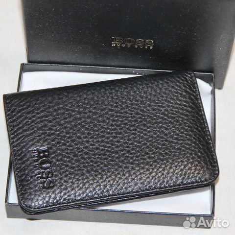 Мужская кожаная обложка H Boss black новая Мужская кожаная обложка H Boss black новая