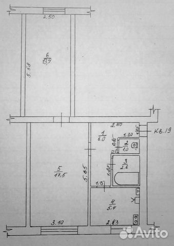 2-к квартира, 46.4 м², 2/2 эт.