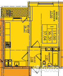 1-к квартира, 36 м², 22/25 эт.