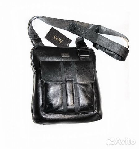 Мужская кожаная сумка H Boss black lux Мужская кожаная сумка H Boss black lux