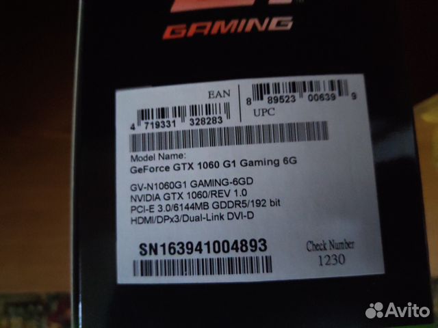 Gigabyte GV-N1 1060G1 Gaming 6GD