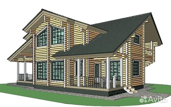 Дом из профилированного бруса 195х195 Скалба 250м2