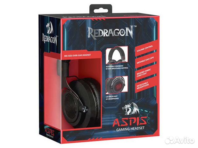 Гарнитуры игровые redragon Aspis черно - красные