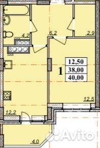 1-к квартира, 40 м², 2/17 эт.