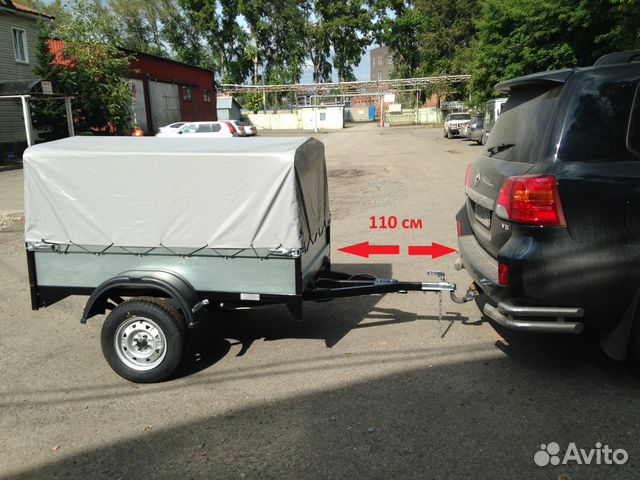 Прицеп усиленный, выдвижное дышло + тент 70см