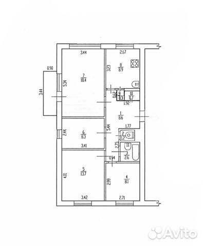4-к квартира, 70.8 м², 3/5 эт.