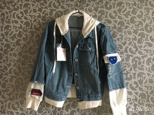 Куртка джинсовая с хлопковыми вставками. Джинсовка Куртка джинсовая с хлопковыми вставками. Джинсовка