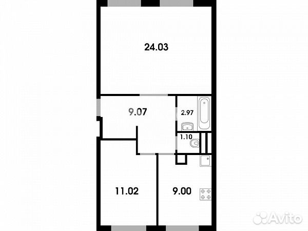 2-к квартира, 56.5 м², 2/4 эт.