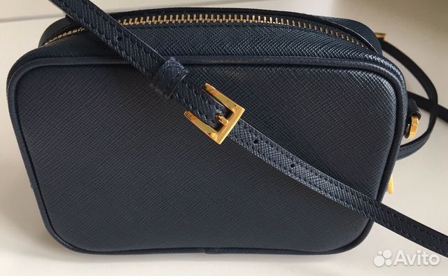 Prada сумка-кроссбоди из сафьяновой кожи темно-син Prada сумка-кроссбоди из сафьяновой кожи темно-син