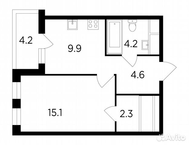 1-к квартира, 38.3 м², 10/15 эт.