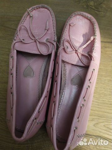 Мокасины розовые кожаные