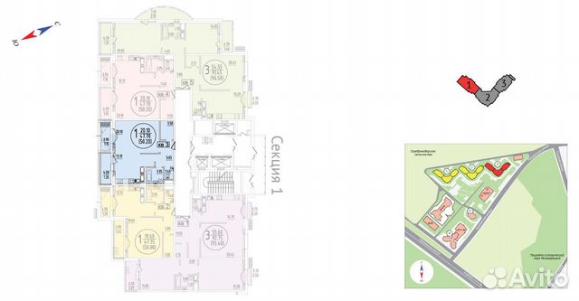 1-к квартира, 53 м², 20/23 эт. 1-к квартира, 53 м², 20/23 эт.