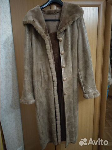 Женская дублёнка 52-54 размер бежевая