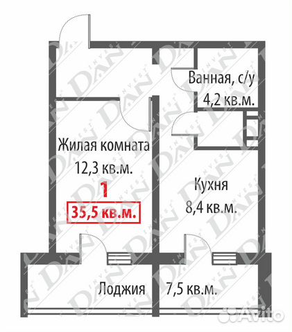 1-к квартира, 35.4 м², 8/10 эт.