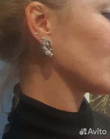 Серьги серебро 925, леопарды оникс, цирконы, рубин Серьги серебро 925, леопарды оникс, цирконы, рубин