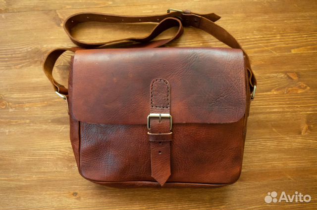 Сумка Мужская Кожаная через плечо Бычья Кожа