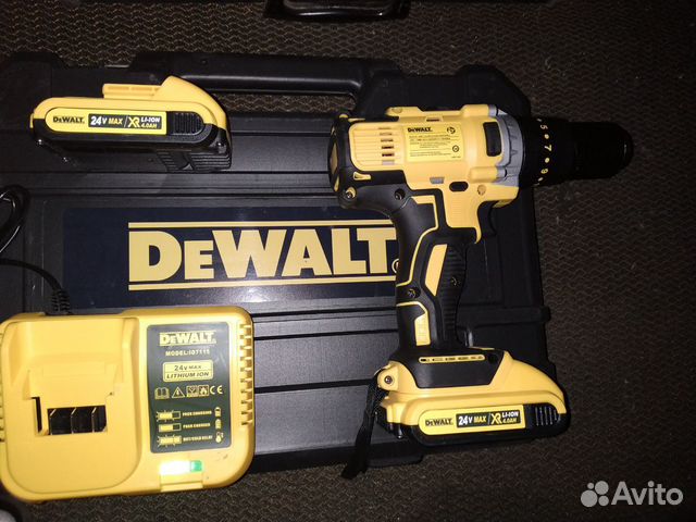 Ударный шуруповерт dewalt 24w, 4ah, сверлит бетон