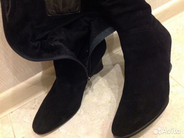 Сапоги 40р демисезон натуральная замша
