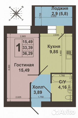 1-к квартира, 36.3 м², 4/10 эт. 1-к квартира, 36.3 м², 4/10 эт.