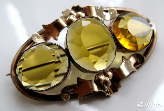 Большая Антикварная Брошь Позолота 19 Век Большая Антикварная Брошь Позолота 19 Век