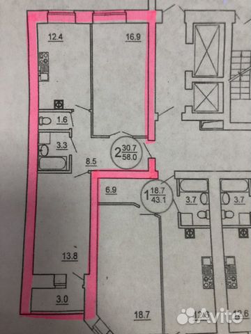 2-к квартира, 58 м², 5/12 эт.