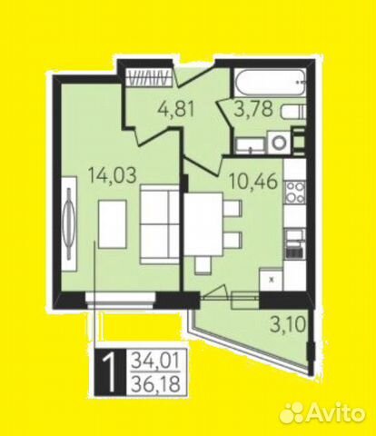 1-к квартира, 36 м², 3/10 эт. 1-к квартира, 36 м², 3/10 эт.