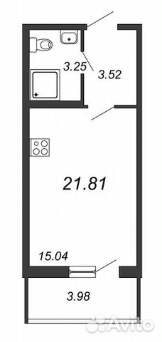 Студия, 21.8 м², 2/24 эт. Студия, 21.8 м², 2/24 эт.