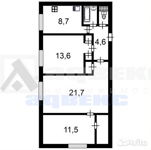 3-к квартира, 66.6 м², 4/9 эт.