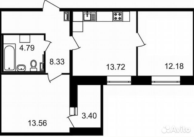 2-к квартира, 56 м², 8/17 эт.