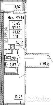 1-к квартира, 41.1 м², 9/20 эт.