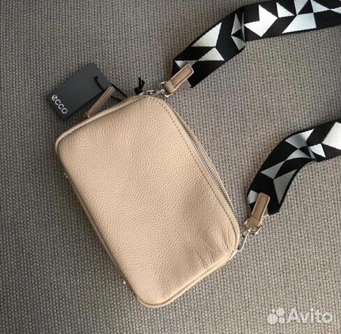 Кожаная crossbody сумка новая женская Ecco широкий