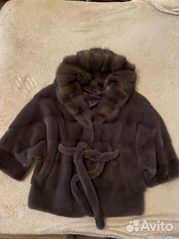 Шуба норковая с капюшоном из меха соболь. Очень кр