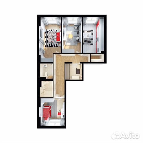 3-к квартира, 81.8 м², 1/14 эт. 3-к квартира, 81.8 м², 1/14 эт.