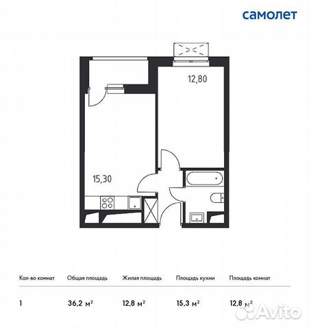 1-к квартира, 36.2 м², 21/32 эт.