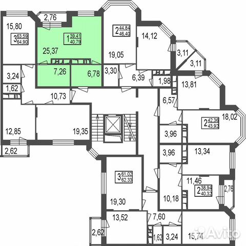 1-к квартира, 39.8 м², 5/7 эт.