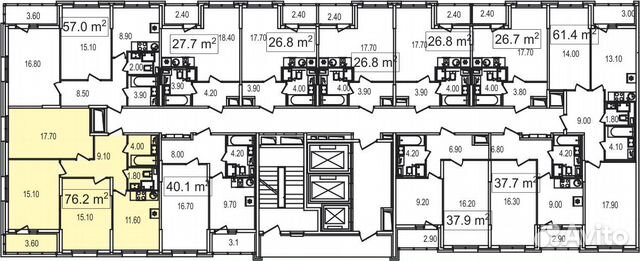 3-к квартира, 76.2 м², 7/25 эт.