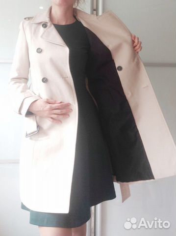 Бежевый тренч (двубортный плащ) Zara XS