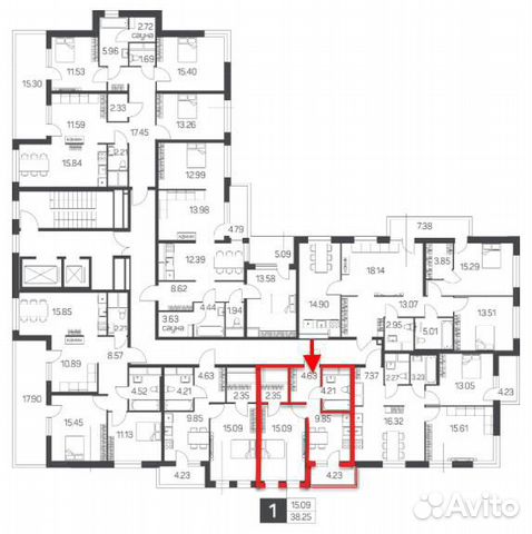 1-к квартира, 38.9 м², 2/17 эт.
