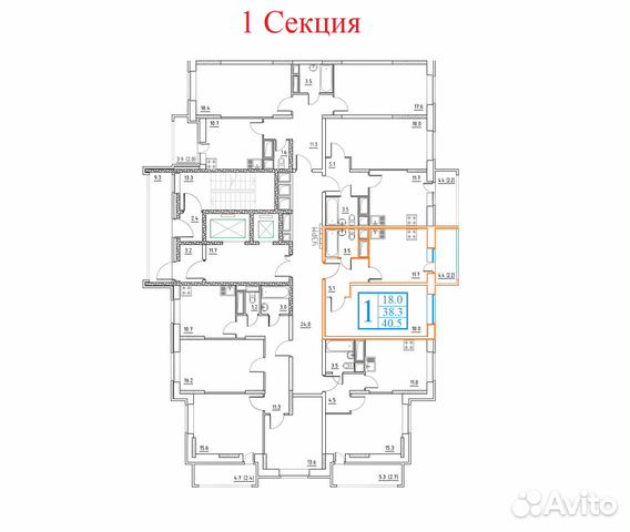 1-к квартира, 40.5 м², 17/17 эт.