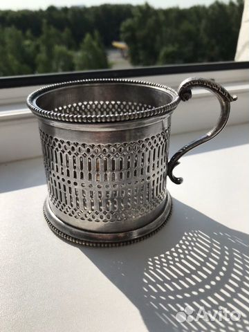 Подстаканник 19 век серебро, с монограммой