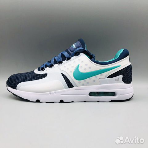 Nike Air Max Zero белые синие с голубым значком