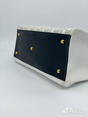 Новая женская сумка шопер кожа + деним Fendi белая Новая женская сумка шопер кожа + деним Fendi белая
