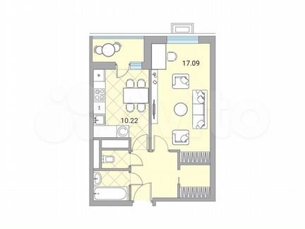 1-к квартира, 40.8 м², 10/24 эт.