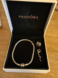 Серебряный браслет Pandora и шарм(оригинал)