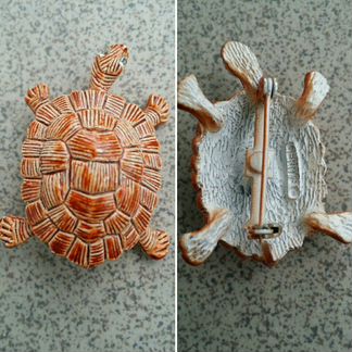 Брошки винтаж Кит Черепаха Перуанцы Пара